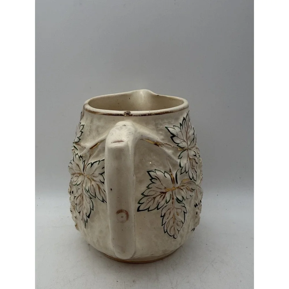 Antique Avalon Faience Blackberry White Majolica Pitcher Chesapeake Pottery